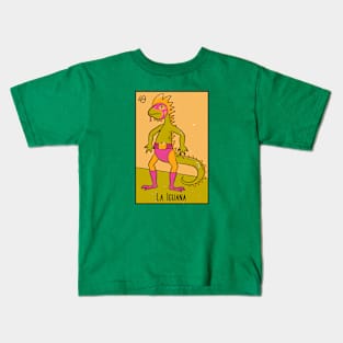 La Iguana // Mexican Luchador Loteria Card Kids T-Shirt